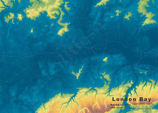 Лондон после подъема воды на 80 метров